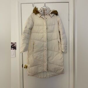 Ivory Puffer with faux fur hood